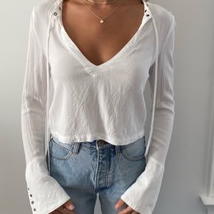 White, Bell-Sleeve Blouse